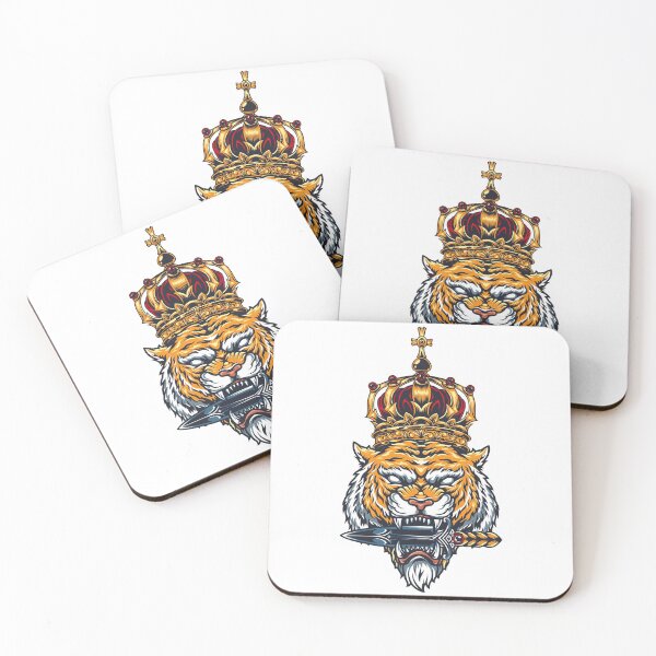 Item preview, King Of Tigers With Crown And Dagger Tattoo designed and sold by Vector Scout Lab.