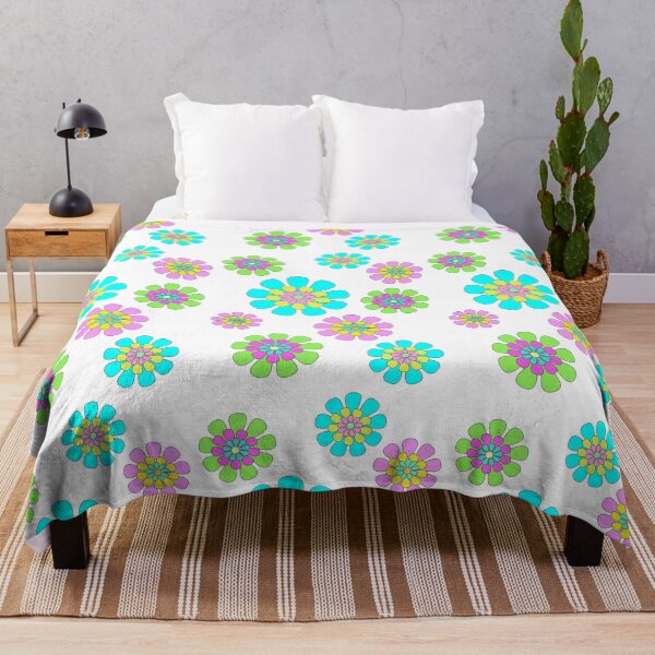 Item preview, Bright floral retro 1960s flower power inspired designed and sold by susanvarleyart.
