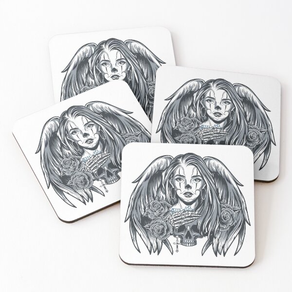Item preview, Tattoo Girl With Wings And Roses designed and sold by Vector Scout Lab.