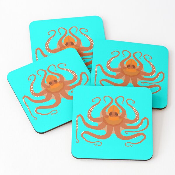 Item preview, Octopus Geometric Art with Turquoise Background designed and sold by WildByNature.