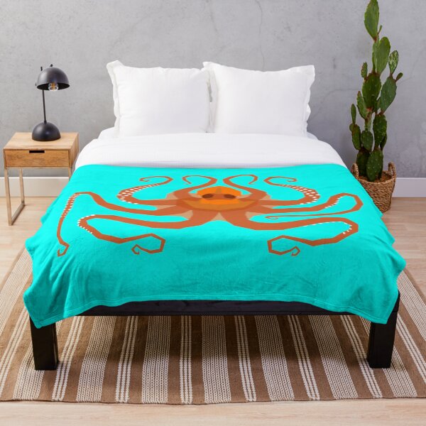 Item preview, Octopus Geometric Art with Turquoise Background designed and sold by WildByNature.