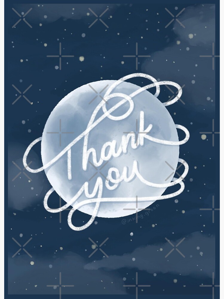 Thumbnail 2 of 2, Art Board Print, Thank You Moon designed and sold by inking-green.