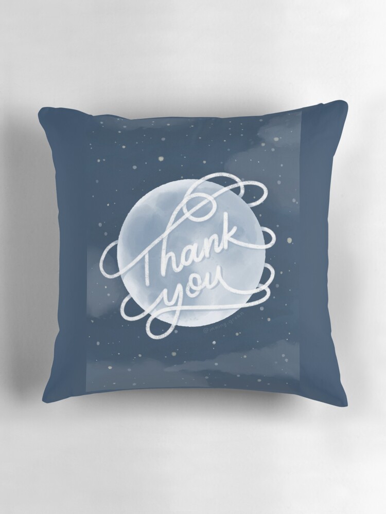 Thumbnail 3 of 4, Pillow, Thank You Moon designed and sold by inking-green.