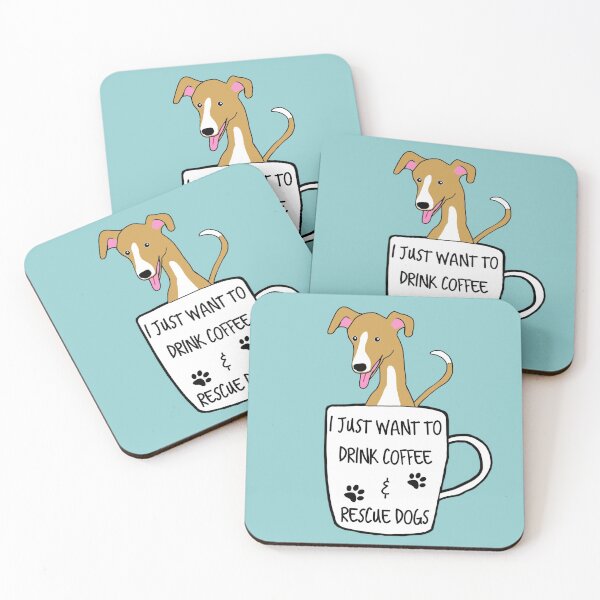 Item preview, I just want to drink coffee and rescue dogs,crazy dog in coffee cup designed and sold by FannFann.