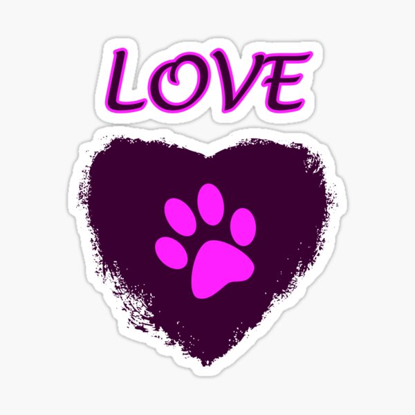 Paw purple in the heart Sticker
