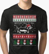 Dachshund Through the snow Tri-blend T-Shirt