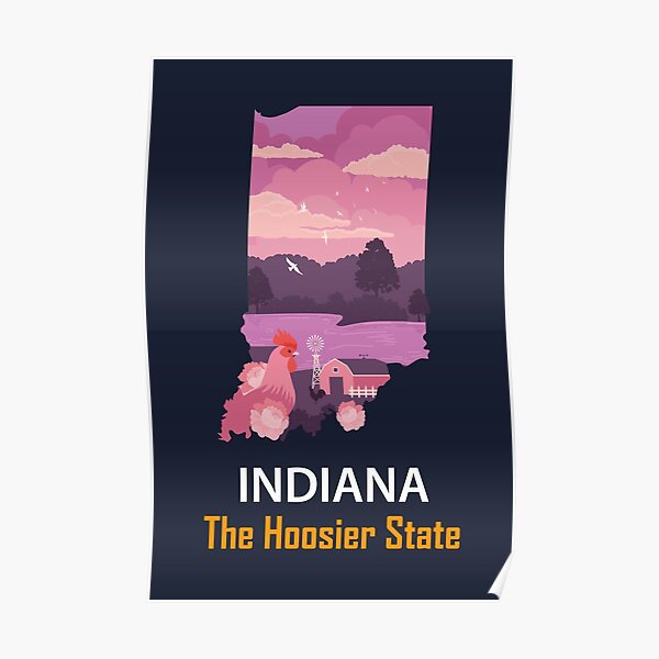 "Indiana The Hoosier State Bumper Sticker" Poster by d1mology