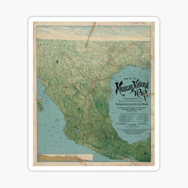 Item preview, Vintage Mexico National Railroads Map (1897) designed and sold by BravuraMedia.