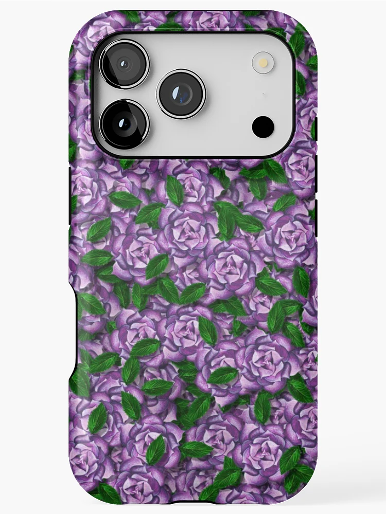 Thumbnail 1 of 4, iPhone Case, Purple Roses Pattern designed and sold by Versatill.
