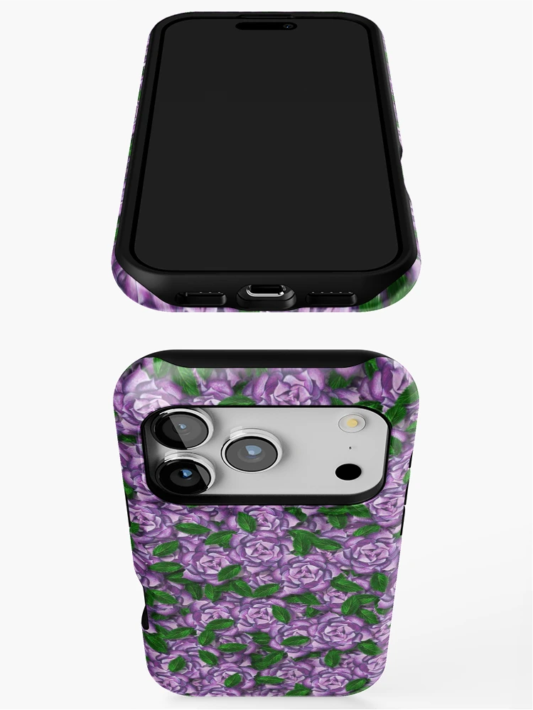 Thumbnail 3 of 4, iPhone Case, Purple Roses Pattern designed and sold by Versatill.