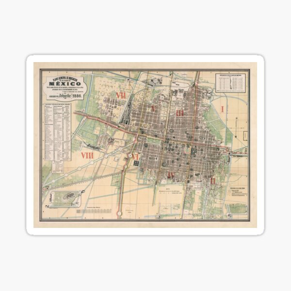 Item preview, Vintage Map of Mexico City (1886) designed and sold by BravuraMedia.