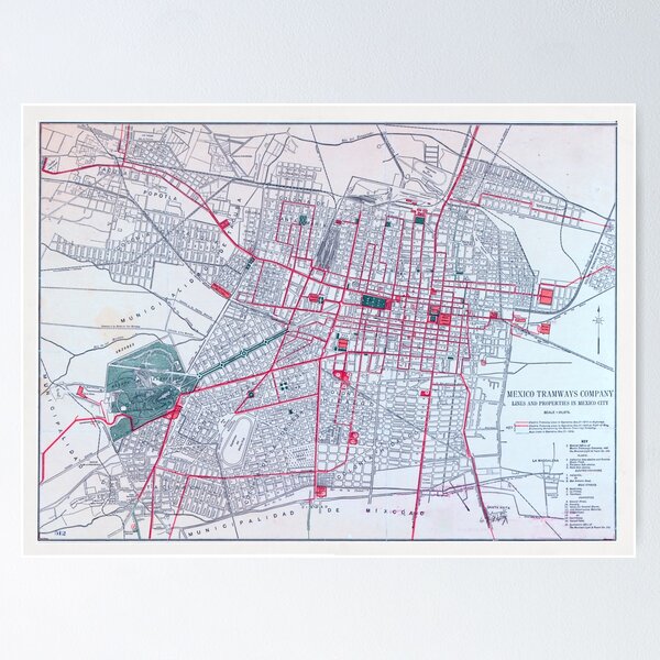 Aperçu de l'œuvre Carte du tramway de Mexico (1910) créée et vendue par BravuraMedia.