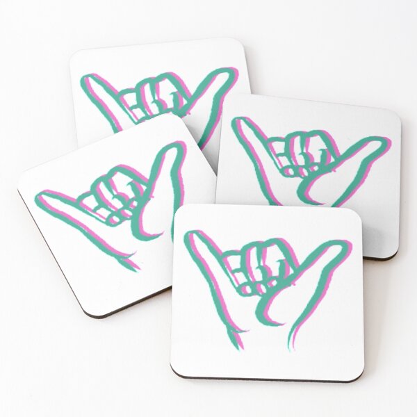 Item preview, Teal and Pink Hippie Shaka Surf Sign designed and sold by Alexandra Renee.
