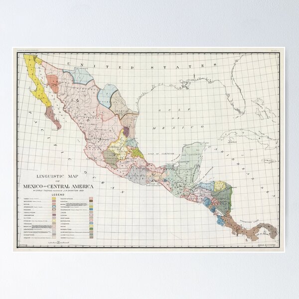 Item preview, Vintage Central America Linguistic Map (1909) designed and sold by BravuraMedia.