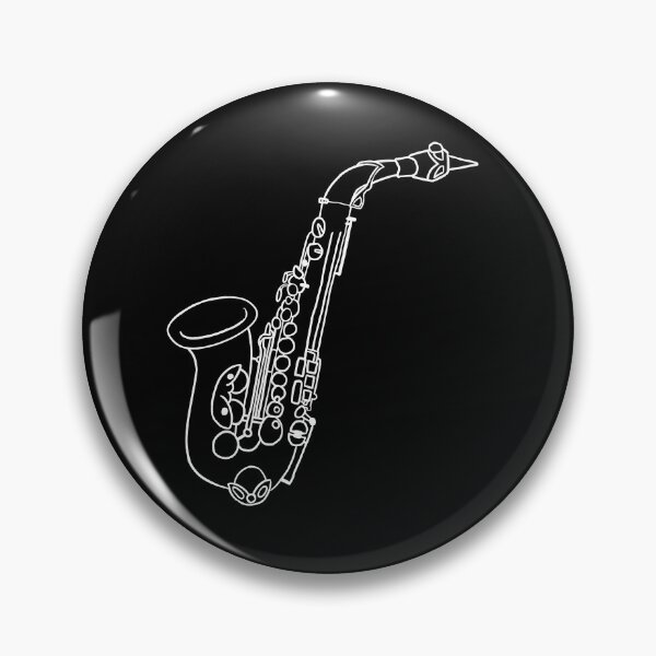 Item preview, Saxophone badge white lines designed and sold by cu-b3.