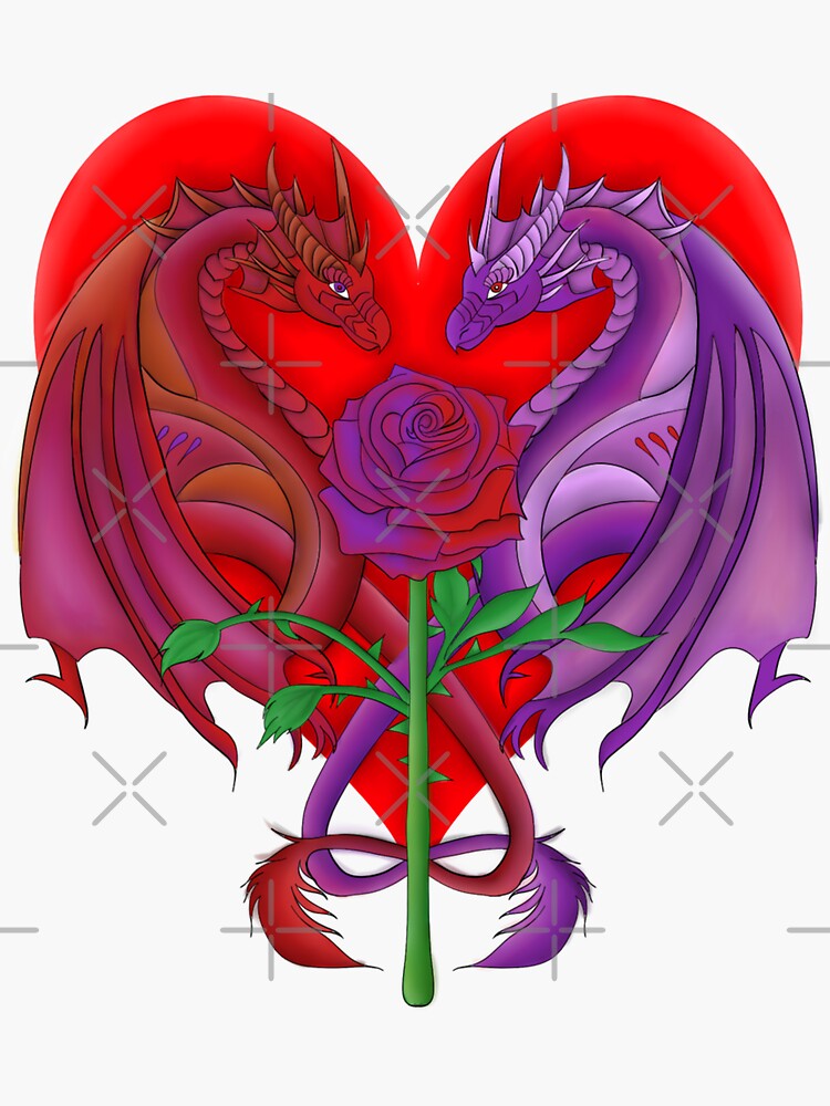 "dragon love" Sticker by phoenixhellcat Redbubble
