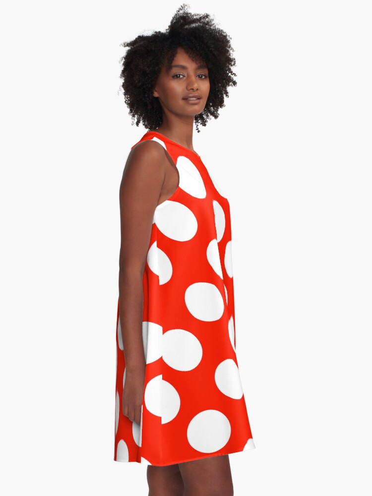 Alternate view of Big polka dots, red,white,modern,trendy,pattern A-Line Dress