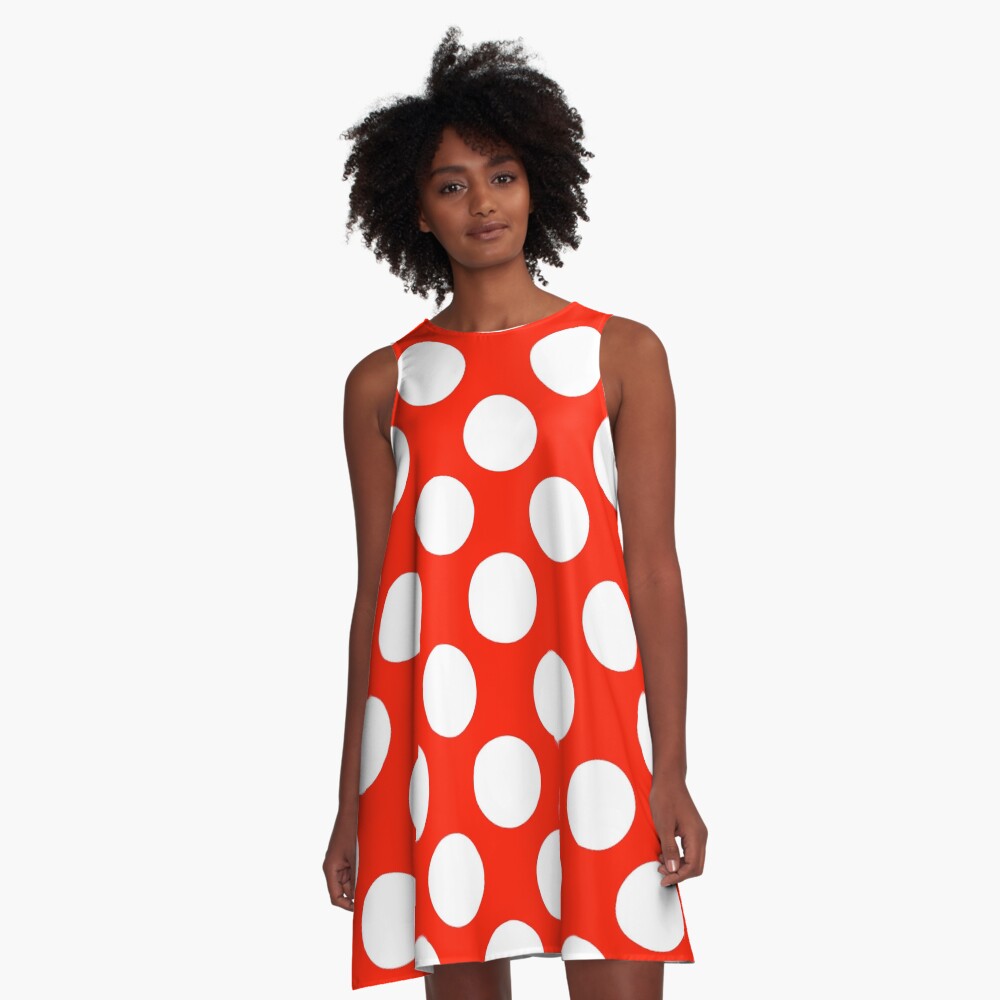 Big polka dots, red,white,modern,trendy,pattern A-Line Dress