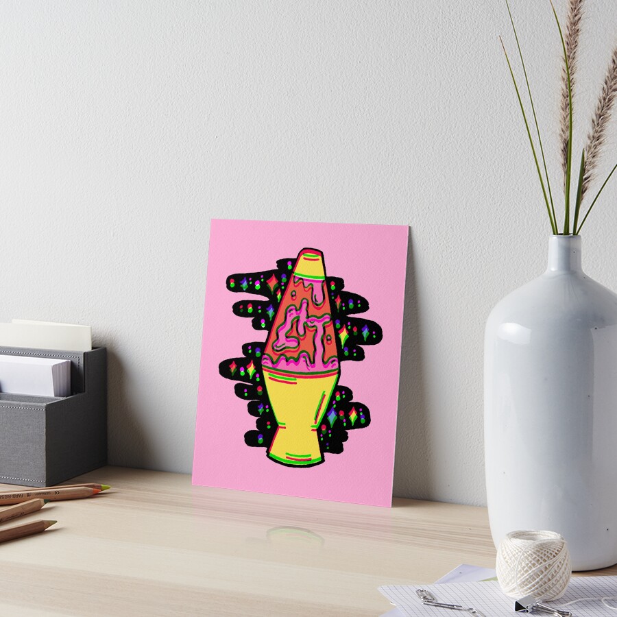 Lit Lava Lamp in pink in 3D Art Board Print