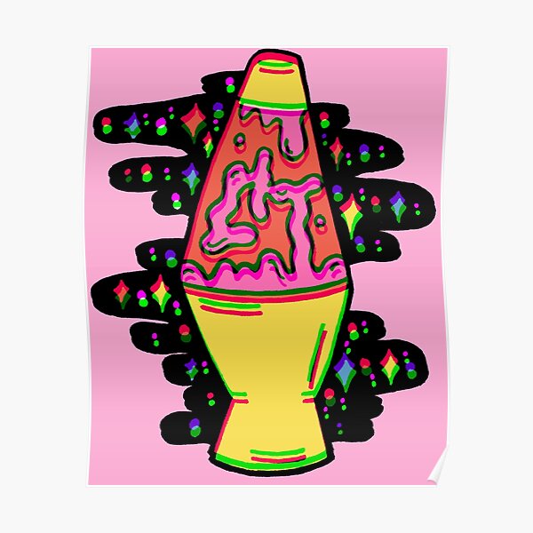 Lit Lava Lamp in pink in 3D Poster