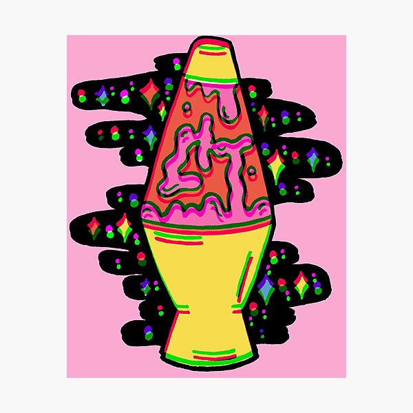 Lit Lava Lamp in pink in 3D Photographic Print