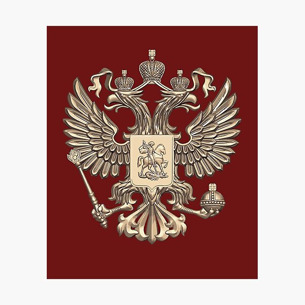 Russia flag ensign coat of arms with eagle Metal Print by Mapeti