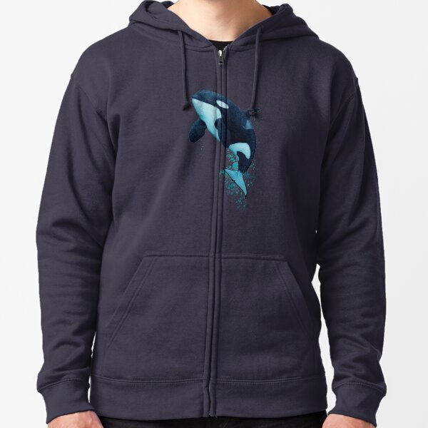 "The Matriarch" by Amber Marine ~ killer whale / orca watercolor painting, (J2 Granny) art © 2016 Zipped Hoodie