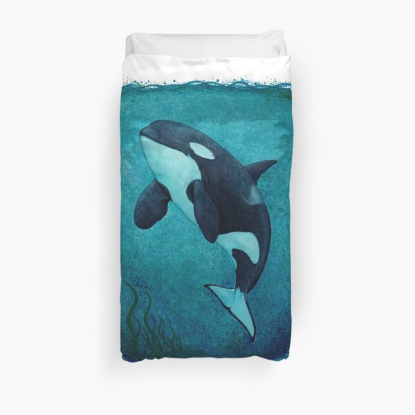 "The Matriarch" by Amber Marine ~ killer whale / orca watercolor painting, (J2 Granny) art © 2016 Duvet Cover