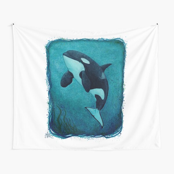 "The Matriarch" by Amber Marine ~ killer whale / orca watercolor painting, (J2 Granny) art © 2016 Tapestry