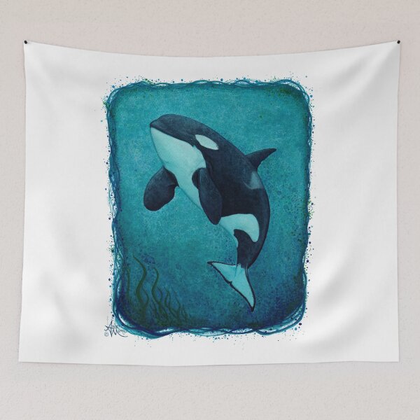 Item preview, "The Matriarch" by Amber Marine ~ killer whale / orca watercolor painting, (J2 Granny) art © 2016 designed and sold by Amber Marine ~ Wildlife Artist ~ © 2004-2021.