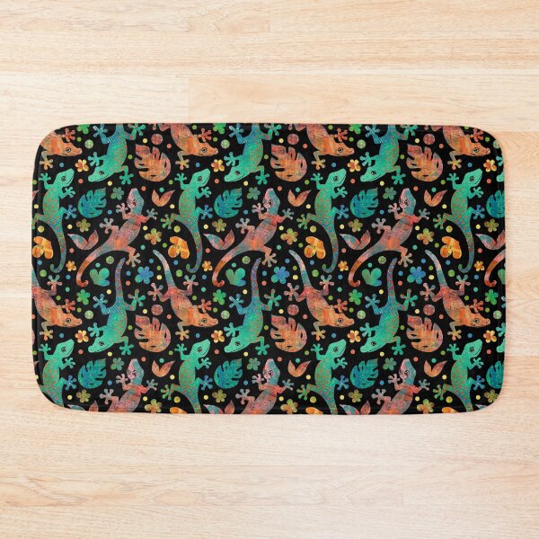 Item preview, Colorful Lollygagger Lizards on Black designed and sold by Diana Garrison.