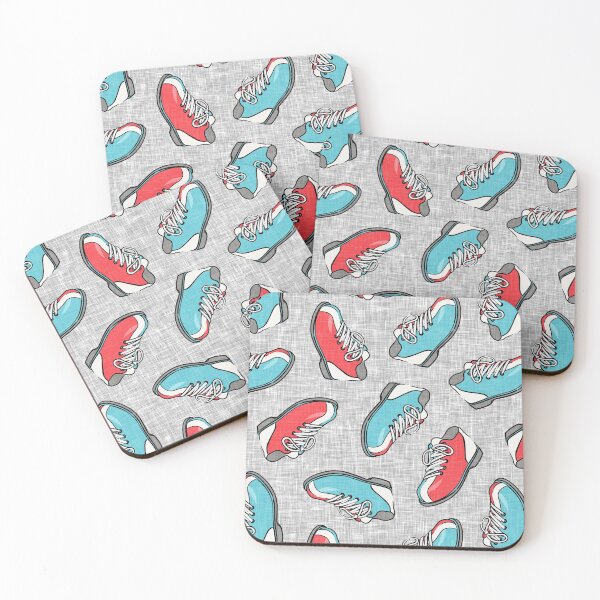 Item preview, Bowling Shoes - Red and Lt Blue on Gray designed and sold by littlearrow.
