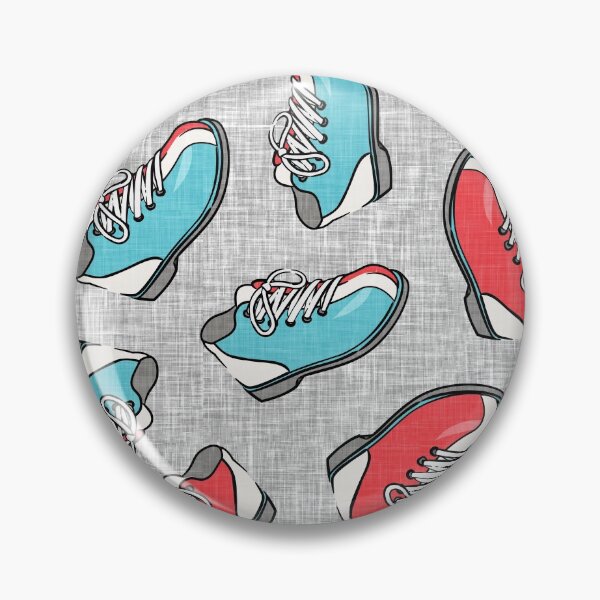 Item preview, Bowling Shoes - Red and Lt Blue on Gray designed and sold by littlearrow.