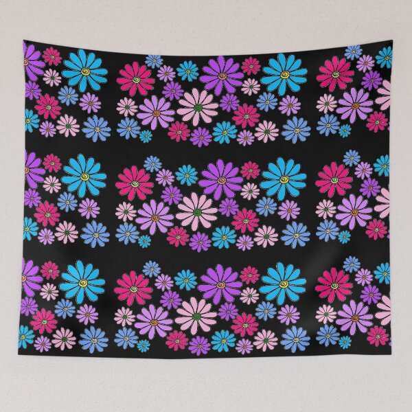 Item preview, Multi Color Variety Floral Daisy Flowers Clustered Blue, Purple, and Pink designed and sold by byemma.