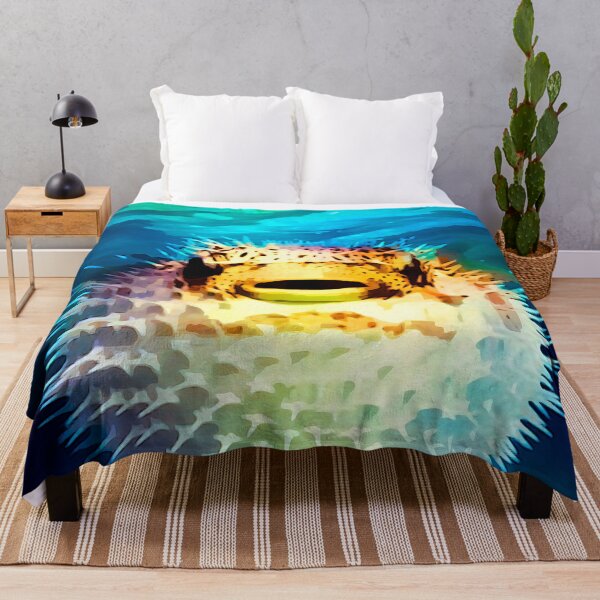 Item preview, Cute Spiney Blowfish In Tropical Water designed and sold by Patti Needham.