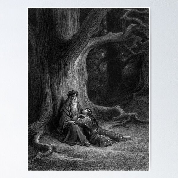 Aperçu de l'œuvre La séduction de Merlin (Merlin et Vivien) par Gustave Doré créée et vendue par CleaViolet.