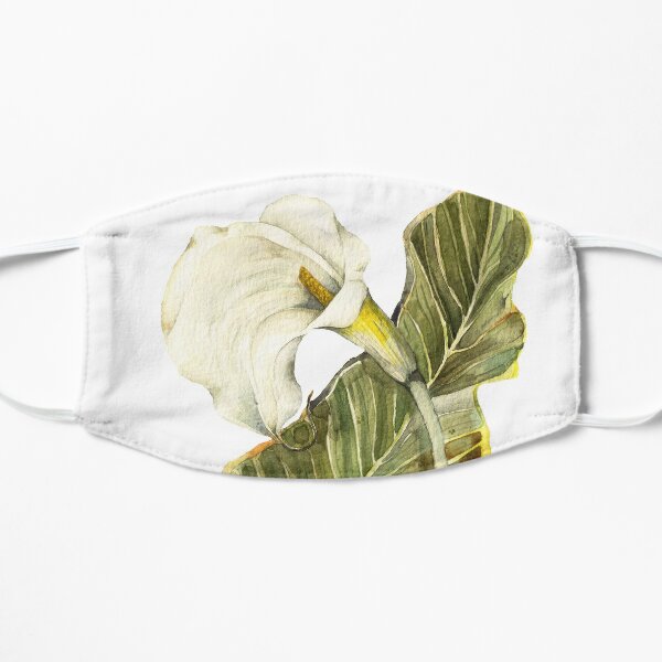 White Calla Lily Botanical Art Flat Mask