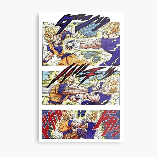 Goku vs Majin Vegeta Manga Page Metal Print