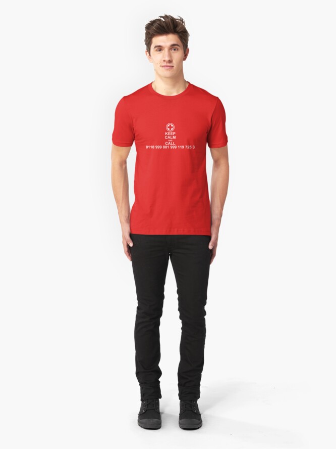 Alternate view of Keep Calm and Call 0118 999 881 999 119 725 3 Slim Fit T-Shirt