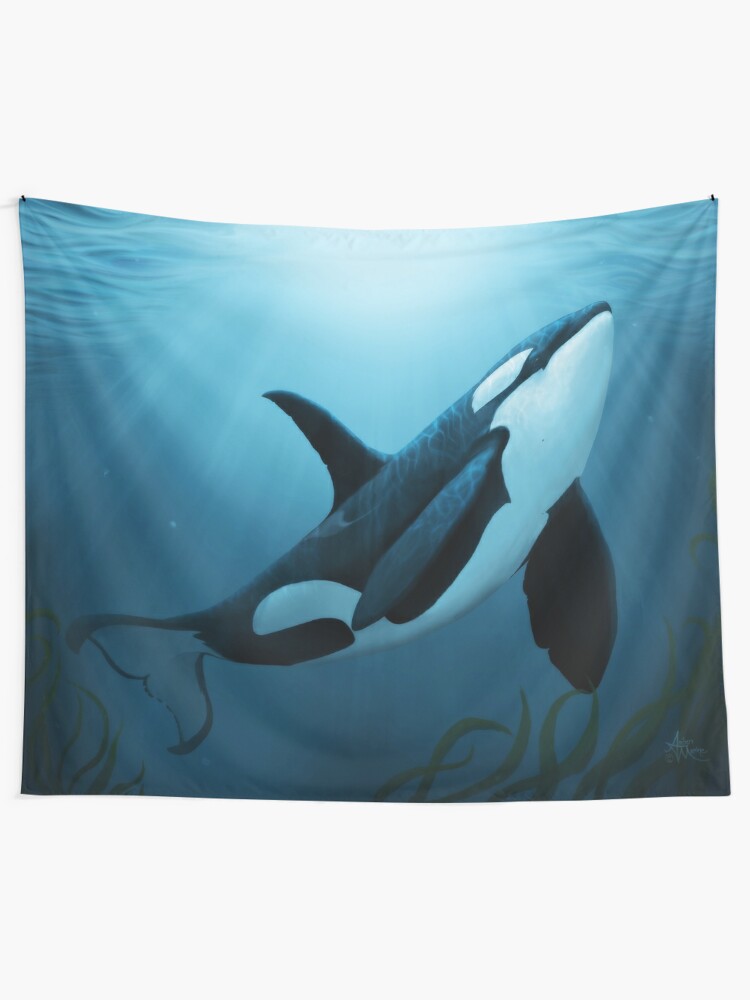 Disover "The Dreamer" by Amber Marine ~ (Copyright 2015) orca art / killer whale digital painting | Tapestry