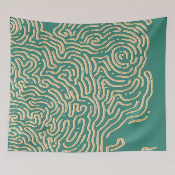 Item preview, Lost Maze Drawing in Green and Layered Yellow designed and sold by Camilla Creations.