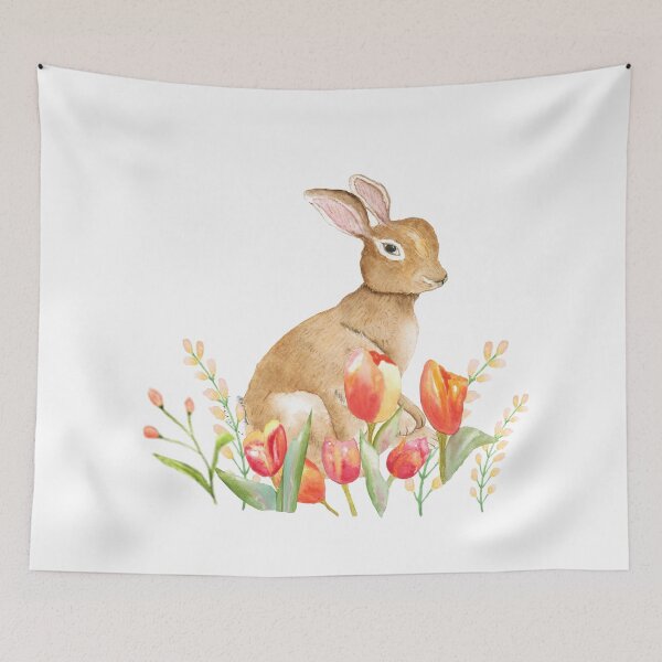 Item preview, Rabbit among tulips designed and sold by latiendadearyam.