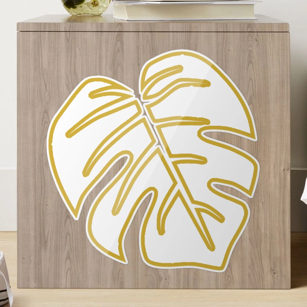 Large Tropical Gold Monstera Palm Leaf Outline Illustration" Sticker for  Sale by pcreations | Redbubble