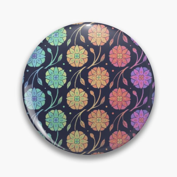 Item preview, Rainbow Floral Pattern - Dark Navy designed and sold by JayBirdsBrain.