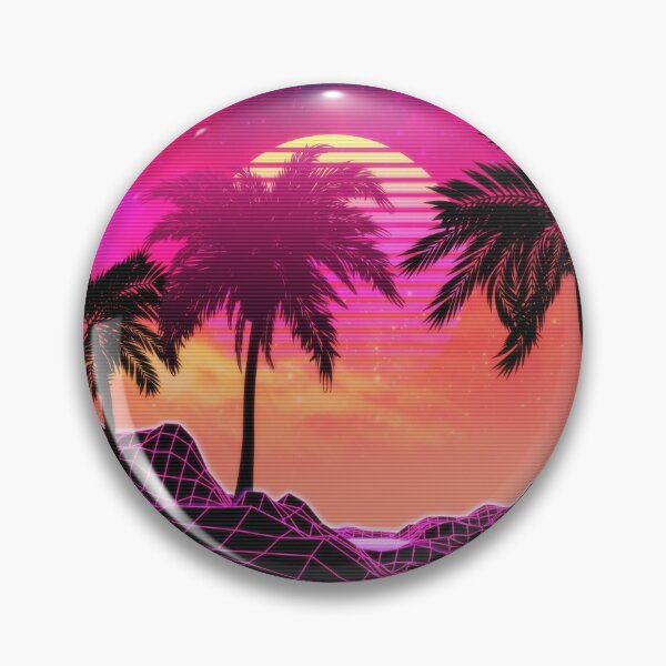 Item preview, Pink vaporwave landscape with rocks and palms designed and sold by AnnArtshock.