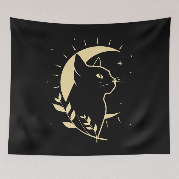 Artikelvorschau, Crecent Moon Black Cat - Gold entworfen und verkauft von Jess Less.