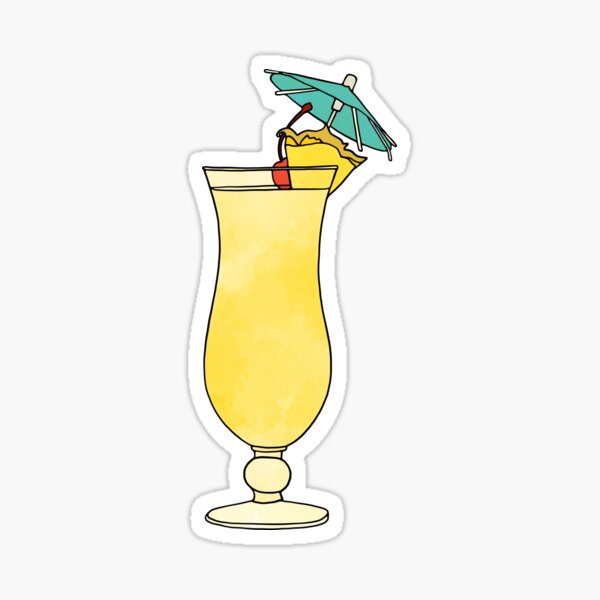 Pina Colada Watercolor Cocktail Drink Sticker