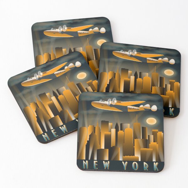 Item preview, Art Deco Tall High Rise  Buildings New York City Air Plane Vintage A Dreamer`s City designed and sold by 108dragons.