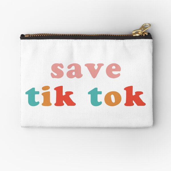 Save Tik Tok Pink + Rainbow Design Zipper Pouch