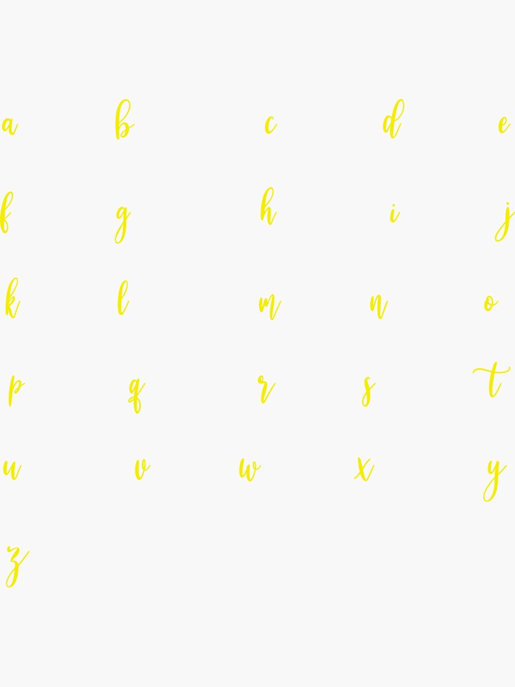 "Yellow Cursive Alphabet Sticker Pack" Sticker for Sale by coolcar136 Redbubble